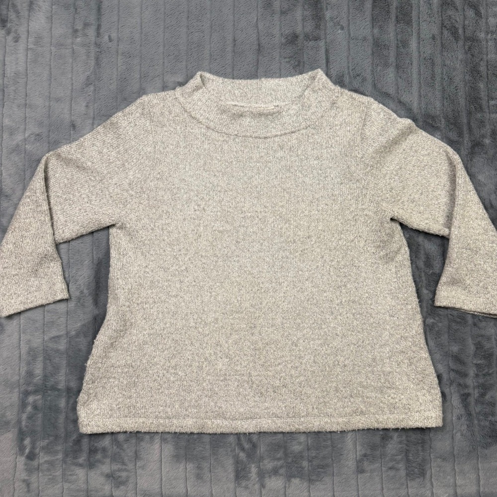 Loft Outlet Womens Gray Marl Mock Neck Knit Sweater XL Stretch 9025